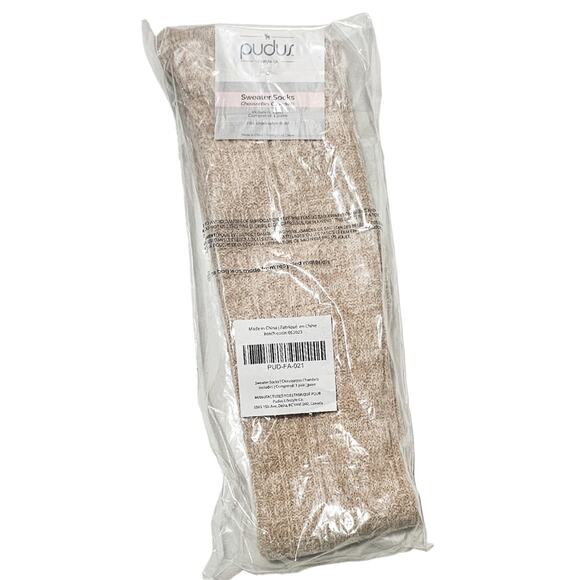 Pudus New oatmeal cable knit above knee sweater socks size 6-9 - Picture 11 of 12